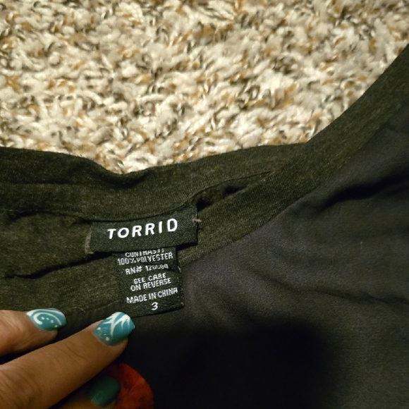 Torrid Black Top with Red Floral Design - Picture 2 of 5